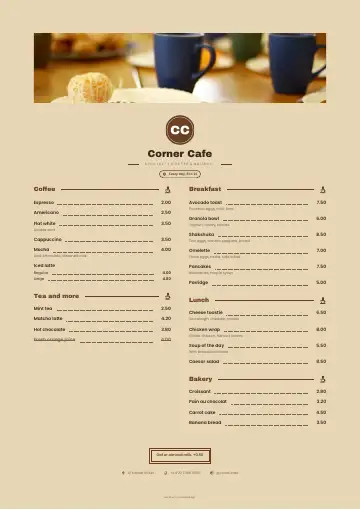 A printed menu design